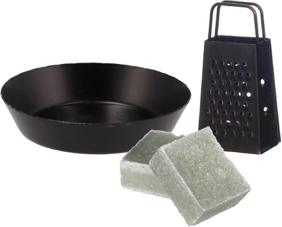 Amberblokjes/geurblokjes cadeauset - eucalyptus geur - inclusief schaaltje en mini rasp