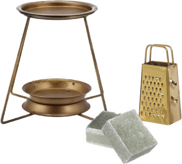 Amberblokjes/geurblokjes cadeauset - jasmijn geur - inclusief geurbrander en mini rasp