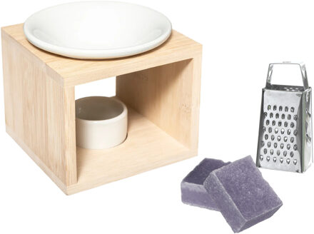 Amberblokjes/geurblokjes cadeauset - lavendel geur - inclusief geurbrander en mini rasp