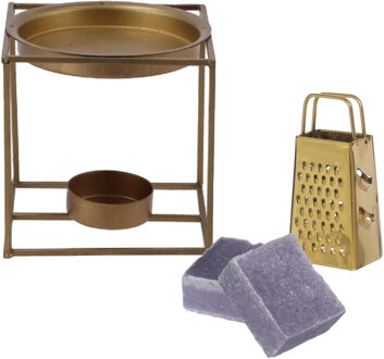 Amberblokjes/geurblokjes cadeauset - lavendel geur - inclusief geurbrander en mini rasp