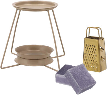 Amberblokjes/geurblokjes cadeauset - lavendel geur - inclusief geurbrander en mini rasp