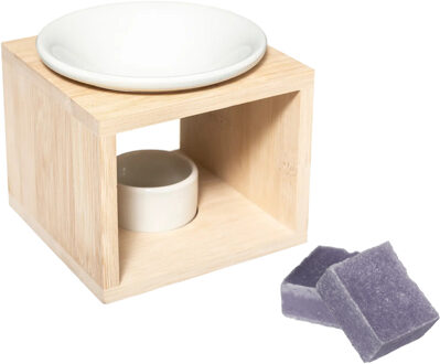 Amberblokjes/geurblokjes cadeauset - lavendel geur - inclusief geurbrander