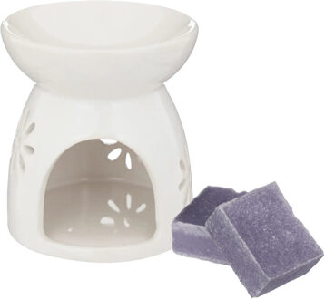 Amberblokjes/geurblokjes cadeauset - lavendel geur - inclusief geurbrander