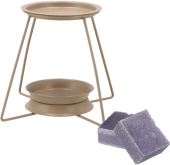 Amberblokjes/geurblokjes cadeauset - lavendel geur - inclusief geurbrander