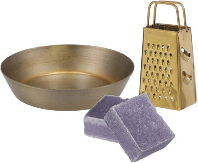 Amberblokjes/geurblokjes cadeauset - lavendel geur - inclusief schaaltje en mini rasp