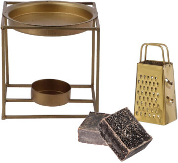 Amberblokjes/geurblokjes cadeauset - musk geur - inclusief geurbrander en mini rasp