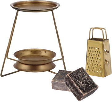 Amberblokjes/geurblokjes cadeauset - musk geur - inclusief geurbrander en mini rasp