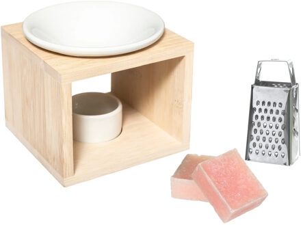 Amberblokjes/geurblokjes cadeauset - roos geur - inclusief geurbrander en mini rasp