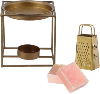 Amberblokjes/geurblokjes cadeauset - roos geur - inclusief geurbrander en mini rasp