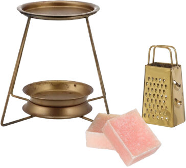 Amberblokjes/geurblokjes cadeauset - roos geur - inclusief geurbrander en mini rasp