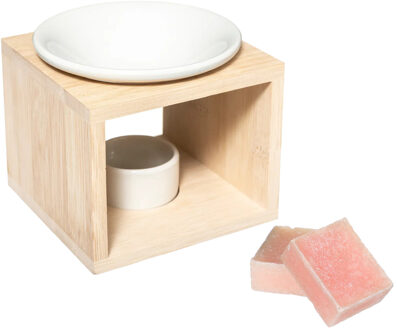 Amberblokjes/geurblokjes cadeauset - roos geur - inclusief geurbrander