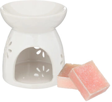 Amberblokjes/geurblokjes cadeauset - roos geur - inclusief geurbrander