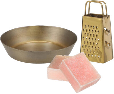 Amberblokjes/geurblokjes cadeauset - roos geur - inclusief schaaltje en mini rasp