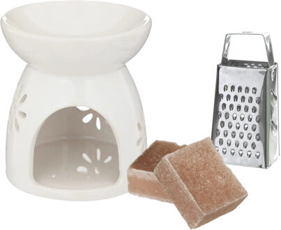 Amberblokjes/geurblokjes cadeauset - sandelhout geur - inclusief geurbrander en mini rasp