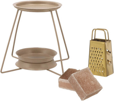 Amberblokjes/geurblokjes cadeauset - sandelhout geur - inclusief geurbrander en mini rasp