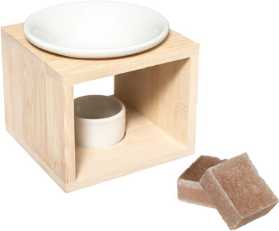 Amberblokjes/geurblokjes cadeauset - sandelhout geur - inclusief geurbrander