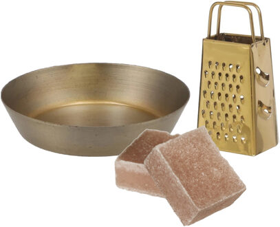 Amberblokjes/geurblokjes cadeauset - sandelhout geur - inclusief schaaltje en mini rasp