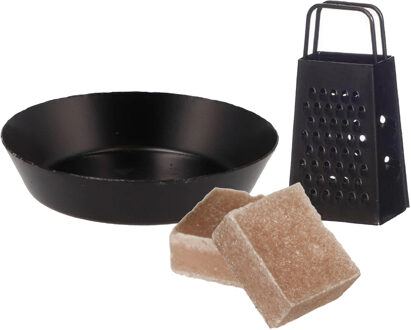 Amberblokjes/geurblokjes cadeauset - sandelhout geur - inclusief schaaltje en mini rasp