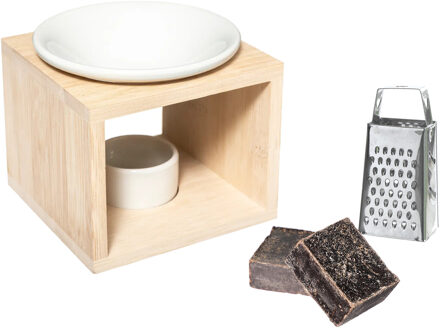 Amberblokjes/geurblokjes cadeauset - ylang ylang geur - inclusief geurbrander en mini rasp