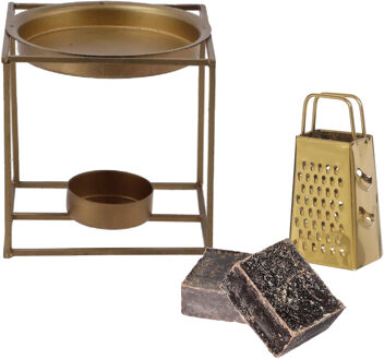 Amberblokjes/geurblokjes cadeauset - ylang ylang geur - inclusief geurbrander en mini rasp