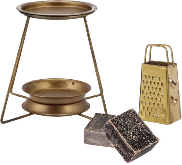 Amberblokjes/geurblokjes cadeauset - ylang ylang geur - inclusief geurbrander en mini rasp