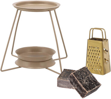 Amberblokjes/geurblokjes cadeauset - ylang ylang geur - inclusief geurbrander en mini rasp