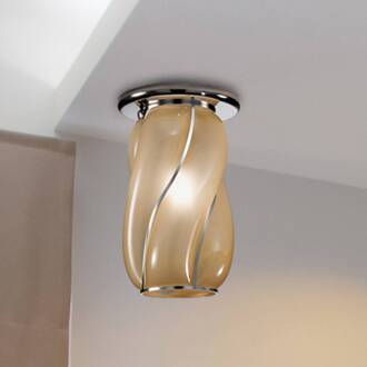 Amberkleurige plafondlamp Orione, strips amber, chroom