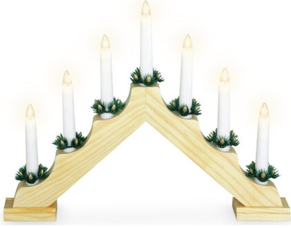 Ambiance Christmas Decoration kaarsenbrugA goud - 41 x 5 x 31 cm - hout - kerstverlichting figuur Goudkleurig