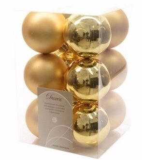 Ambiance Christmas kerstboom decoratie kerstballen goud 12 stuks - Kerstbal Goudkleurig