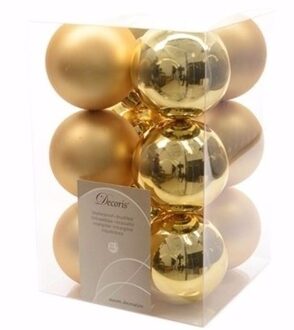 Ambiance Christmas kerstboom decoratie kerstballen goud 12 x Goudkleurig