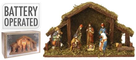 Ambiance Kerststal - MET verlichting - Op batterijen - 39 x 15 x 22,5 cm