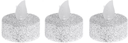 Ambiance light 6x stuks Led theelichtjes/waxinelichtjes zilver glitter - LED kaarsen Zilverkleurig