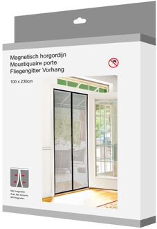 Ambiance Magnetisch vliegen/insecten gordijn - zwart - 100 x 230 cm - vliegenhor