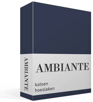 Ambiante Cotton Uni Hoeslaken 140 x 200 cm - Donkerblauw