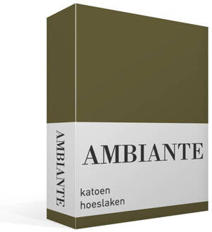 Ambiante Cotton Uni Hoeslaken 140 x 200 cm - Olijfgroen