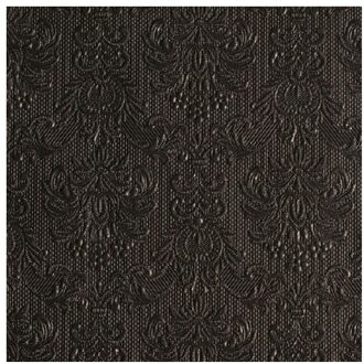Ambiente 15x Luxe servetten barok patroon zwart 3-laags