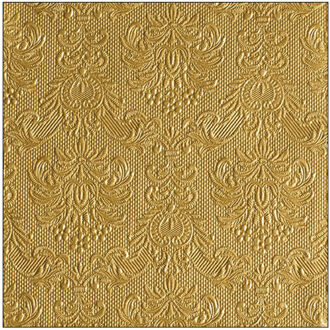 Ambiente 15x stuks Kerst thema servetten 40 x 40 cm luxe deco print goud - Feestservetten Goudkleurig