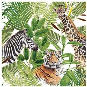 Ambiente 20x Papieren servetjes wilde dieren in jungle print 33 x 33 cm