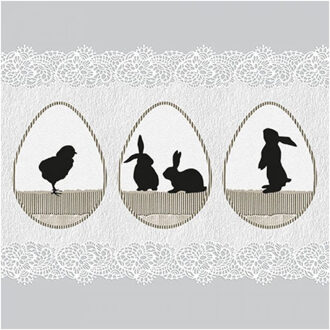 Ambiente 20x Pasen thema tafel servetten paashaas/kuiken thema grijs 33 x 33 cm