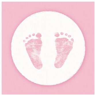 Ambiente 20x Servetten geboorte meisje roze/wit 3-laags