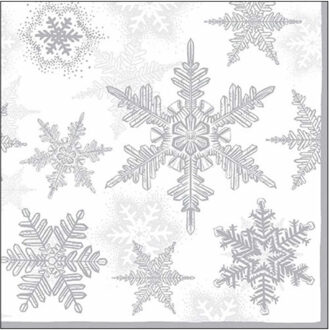 Ambiente 20x Servetten winter sneeuwvlokken thema wit/zilver 33 x 33 cm