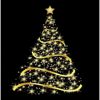 Ambiente 20x Zwarte kerst thema servetten met gouden kerstboom 33 x 33 cm