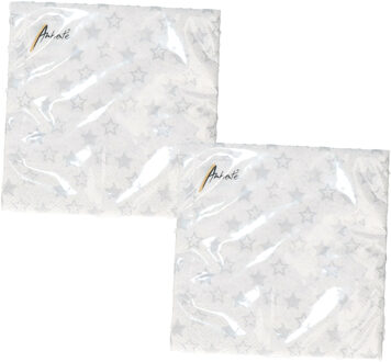 Ambiente 40x stuks diner/lunch servetten 33 x 33 cm met zilveren sterren