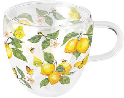 Ambiente Dubbelwandig glas 0.2L fresh lemons wit transparant