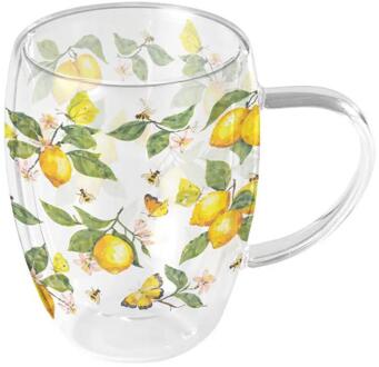 Ambiente Dubbelwandig glas 0.35L fresh lemons wit transparant