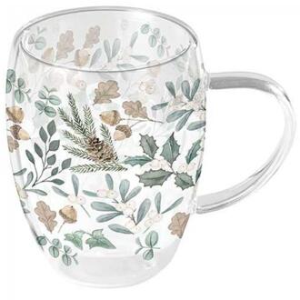 Ambiente Glas 350ml leaves dubbelwandig transparant