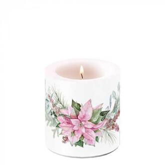Ambiente Kaars klein Pink poinsettia wit