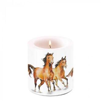 Ambiente Kaars klein Wild horses wit