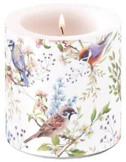 Ambiente Kaars small busy birds wit