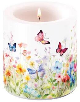 Ambiente Kaars small butterflies in field wit